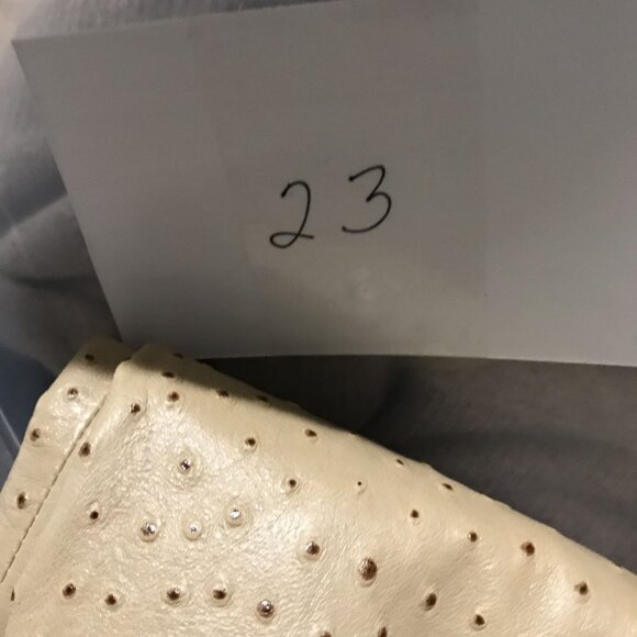 DANA BUCHMAN Woman Lambskin Leather Tan Ostrich Print Pants Size 18 Lined NWOT - Picture 12 of 13